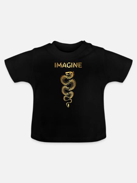 Imagine Fantasy Dragon Tattoo Style Design - T-shirt bio col rond Bébé - noir