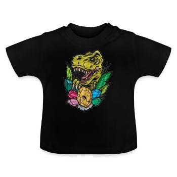 Vintage Tattoo Dinosurier Bernstein Geschenk - Baby Bio-T-Shirt mit Rundhals - Schwarz - Vorne