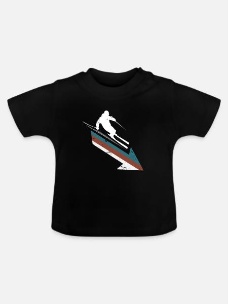 Ski Kinder Weihnachten Geschenk Langlauf - Baby Bio-T-Shirt mit Rundhals - Schwarz
