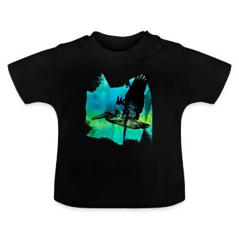 Pélican pélicans pélican oiseaux aquatiques t-shirt - T-shirt bio col rond Bébé - noir - Devant