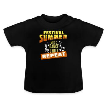 Festival summer music - Baby Organic T-Shirt with Round Neck - black - Front