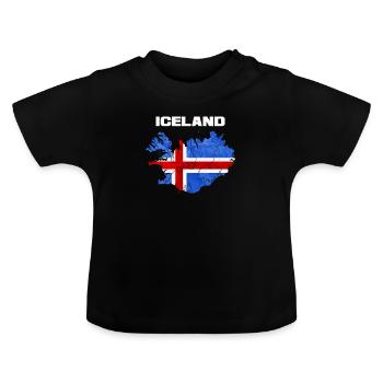 Islande - T-shirt bio col rond Bébé - noir - Devant