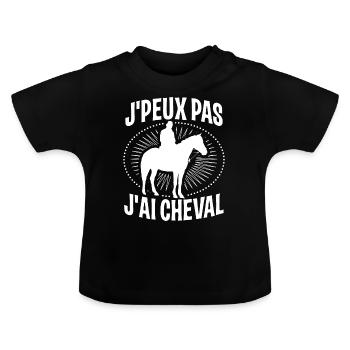 J’ai cheval - T-shirt bio col rond Bébé - noir - Devant