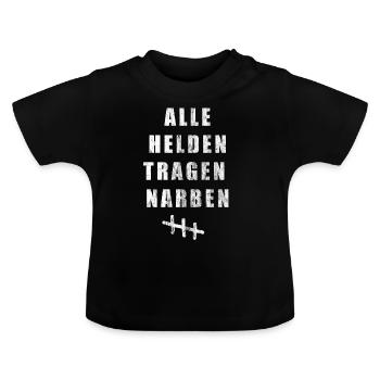 Alle Helden tragen Narben Operation Reha Geschenk - Baby Bio-T-Shirt mit Rundhals - Schwarz - Vorne