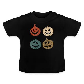 Vintage Retro Halloween Kürbis Horror Geschenk - Baby Bio-T-Shirt mit Rundhals - Schwarz - Vorne