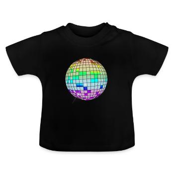 colorful disco ball - Baby Organic T-Shirt with Round Neck - black - Front