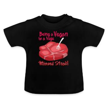 Steak - Baby Bio-T-Shirt mit Rundhals - Schwarz - Vorne