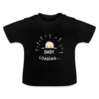 Baby Loading - Offspring on the go - Birth - Baby Organic T-Shirt with Round Neck - black - Front