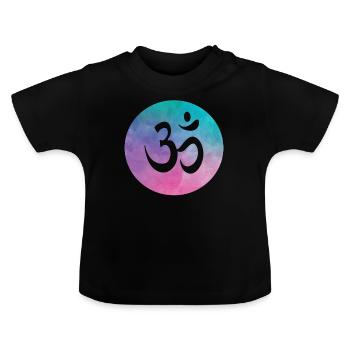 Om Zeichen Wasserfarben Yoga Spiritualität Namaste - Baby Bio-T-Shirt mit Rundhals - Schwarz - Vorne