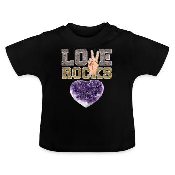 Ich liebe es, Mineralien und Natursteine zu sammeln - Baby Bio-T-Shirt mit Rundhals - Schwarz - Vorne