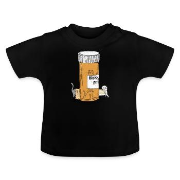 Glückliche Pille-Katzen - Baby Bio-T-Shirt mit Rundhals - Schwarz - Vorne