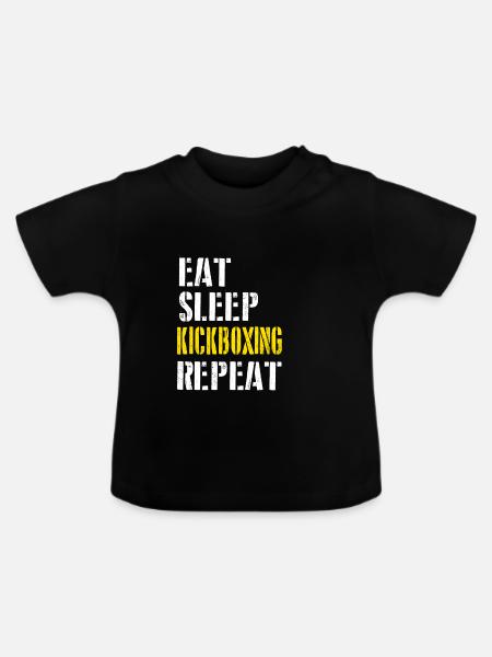 Eat. Sleep. Kickboxing. Repeat. - Baby Bio-T-Shirt mit Rundhals - Schwarz