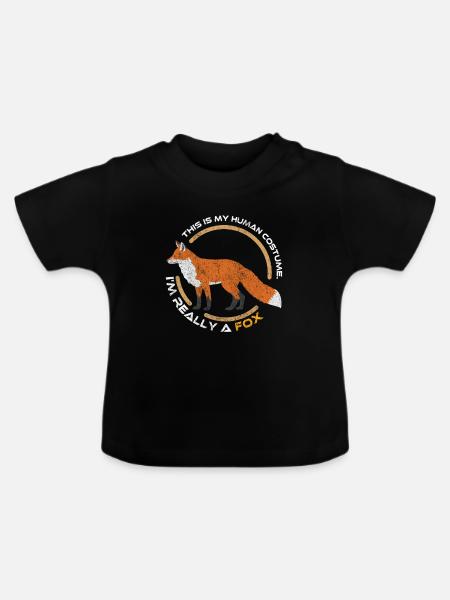 Fuchs Tier Wald - Baby Bio-T-Shirt mit Rundhals - Schwarz