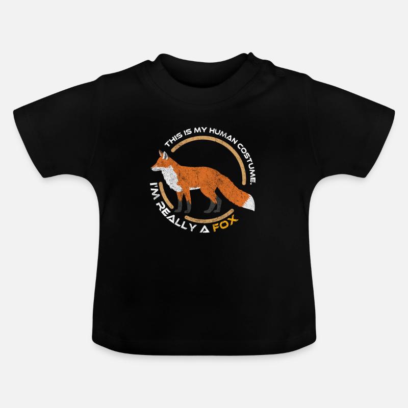 Forêt d'animal renard - T-shirt bio col rond Bébé - noir