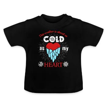 Kaltes Wetter Winter Herz Geschenk - Baby Bio-T-Shirt mit Rundhals - Schwarz - Vorne