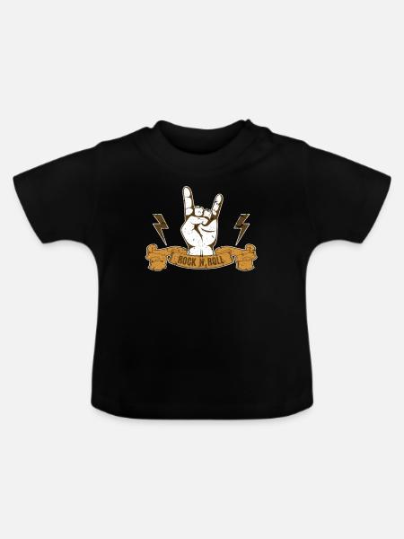 Rock and Roll - Baby Bio-T-Shirt mit Rundhals - Schwarz