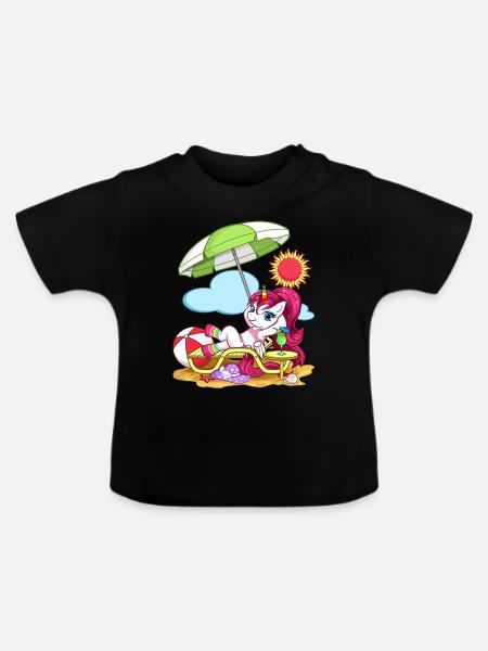 Einhorn T-Shirt - Baby Bio-T-Shirt mit Rundhals - Schwarz