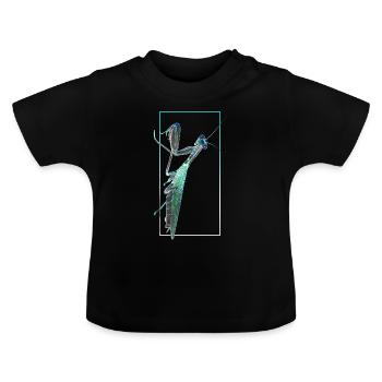 Praying Mantis Negative photography - Baby Organic T-Shirt with Round Neck - black - Front