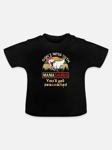 Mamasaurus Rex Muttertag Mama Geschenk - Baby Bio-T-Shirt mit Rundhals - Schwarz