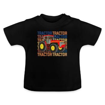 tractor - Baby Organic T-Shirt with Round Neck - black - Front