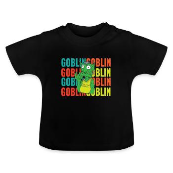 Retro goblin - Baby Organic T-Shirt with Round Neck - black - Front