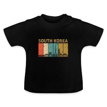 Corée du Sud - T-shirt bio col rond Bébé - noir - Devant