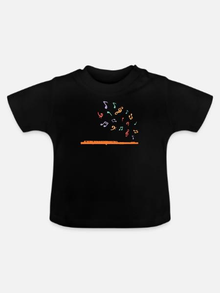 Flöte - Baby Bio-T-Shirt mit Rundhals - Schwarz