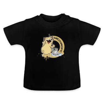 Wischmop Wischen Hunde Haushalt Hund Mops Geschenk - Baby Bio-T-Shirt mit Rundhals - Schwarz - Vorne