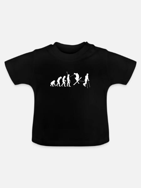 Drôle de ski Evolution Sports d’hiver Fun Cadeau - T-shirt bio col rond Bébé - noir