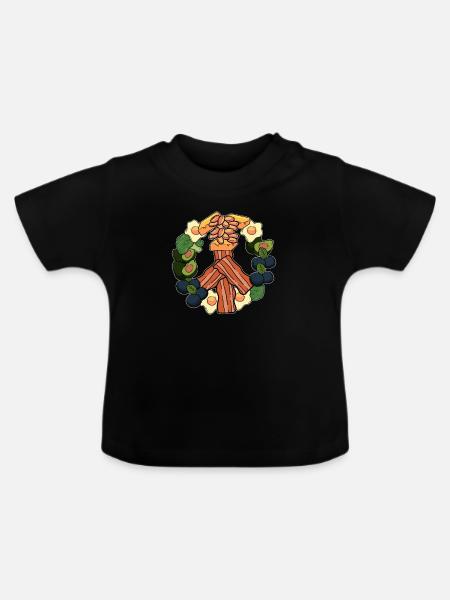 Peace Zeichen Keto Vegan Gemuese - Baby Bio-T-Shirt mit Rundhals - Schwarz