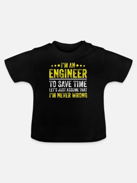 I'm an Engineer - Baby Bio-T-Shirt mit Rundhals - Schwarz