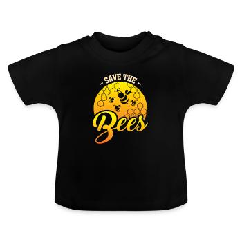 Bienen - Baby Bio-T-Shirt mit Rundhals - Schwarz - Vorne