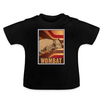 Retro Wombat Plakat - Baby Bio-T-Shirt mit Rundhals - Schwarz - Vorne