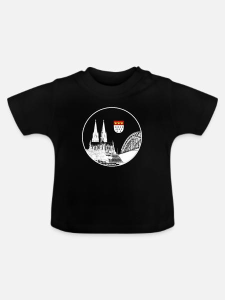 Kölner Dom - Baby Bio-T-Shirt mit Rundhals - Schwarz