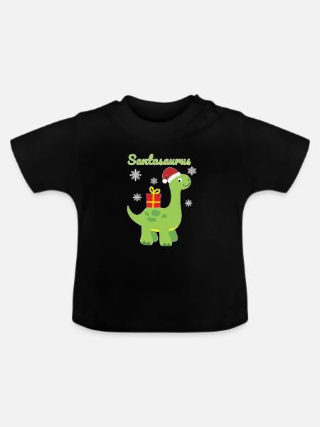 Weihnachten Dinosaurier Santasaurus Geschenk - Baby Bio-T-Shirt mit Rundhals - Schwarz