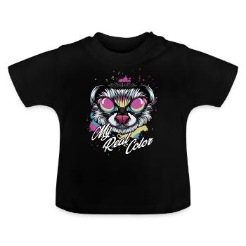 Arlequin Furet Waldtier Furet Mader Cadeau - T-shirt bio col rond Bébé - noir - Devant