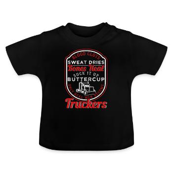 Only Real Men Become Truckers - Baby Organic T-Shirt with Round Neck - black - Front