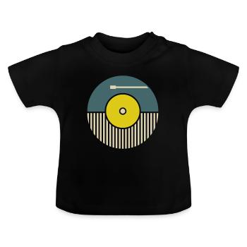 Schallplatte Geschenk kult hifi retro - Baby Bio-T-Shirt mit Rundhals - Schwarz - Vorne