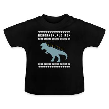 Menora T-Rex Juif dinosaure Dino cadeau - T-shirt bio col rond Bébé - noir - Devant