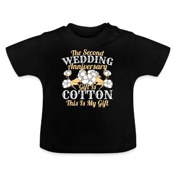 Deuxième anniversaire de mariage Coton Coton Marié - T-shirt bio col rond Bébé - noir - Devant