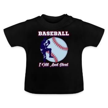 Baseball Pitcher Batter - Baby Bio-T-Shirt mit Rundhals - Schwarz - Vorne
