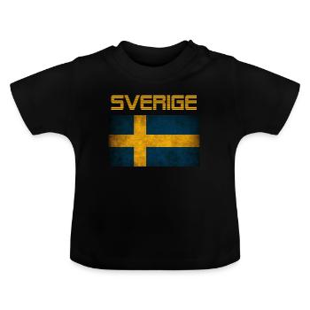 Swede Sweden Swedish gift Swedish flag - Baby Organic T-Shirt with Round Neck - black - Front