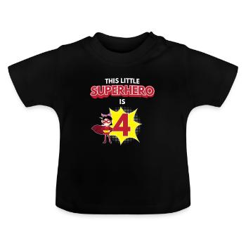 4ème anniversaire de super-héros de bande dessinée cadeau enfants - T-shirt bio col rond Bébé - noir - Devant