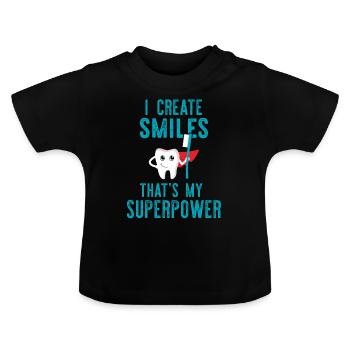 Kinderzahnarzt Zahnärztin Praxis Geschenk Zahn - Baby Bio-T-Shirt mit Rundhals - Schwarz - Vorne