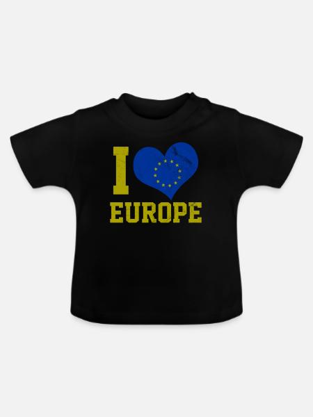 Ich liebe Europa - Baby Bio-T-Shirt mit Rundhals - Schwarz