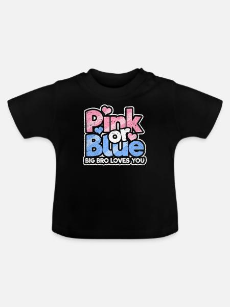 Rosa oder blaues großes Bro liebt Sie - Økologisk T-shirt til baby, rund hals - sort