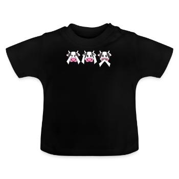 Cow Cow - Baby Organic T-Shirt with Round Neck - black - Front