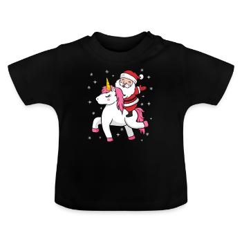 Père Noël Licorne Nicolas cadeau de Noël - T-shirt bio col rond Bébé - noir - Devant