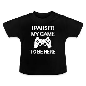 Ich habe mein Spiel-T-Shirt angehalten - Baby Bio-T-Shirt mit Rundhals - Schwarz - Vorne