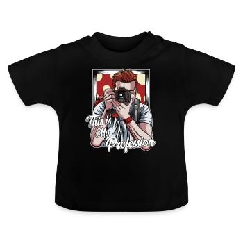 taking photos - Baby Organic T-Shirt with Round Neck - black - Front